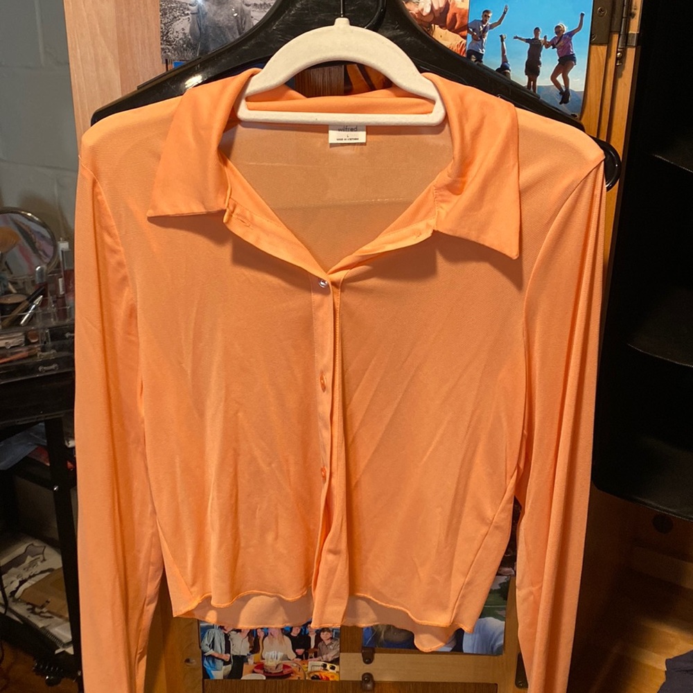 Wilfred orange button up shirt